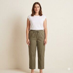 GAP Olive Green Elastic Drawstring Waist Pockets Wide Legs Casual Size Large EUC